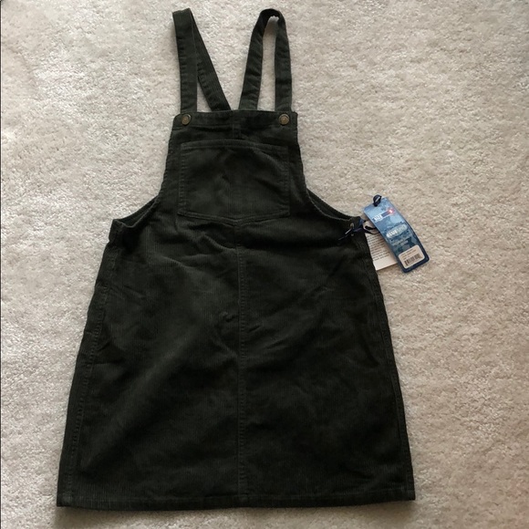 green corduroy jumper dress